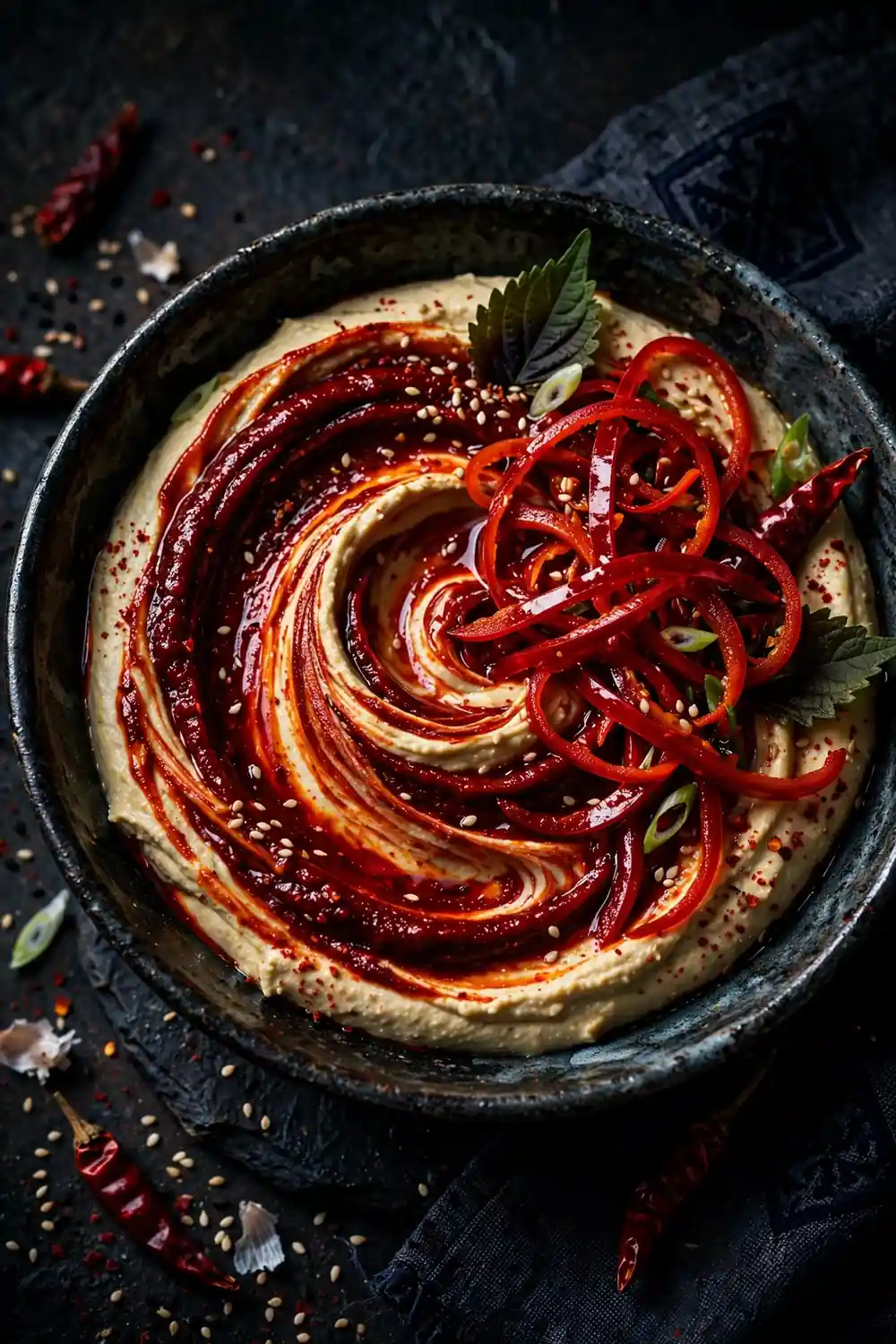 Gochujang spicy sesame hummus