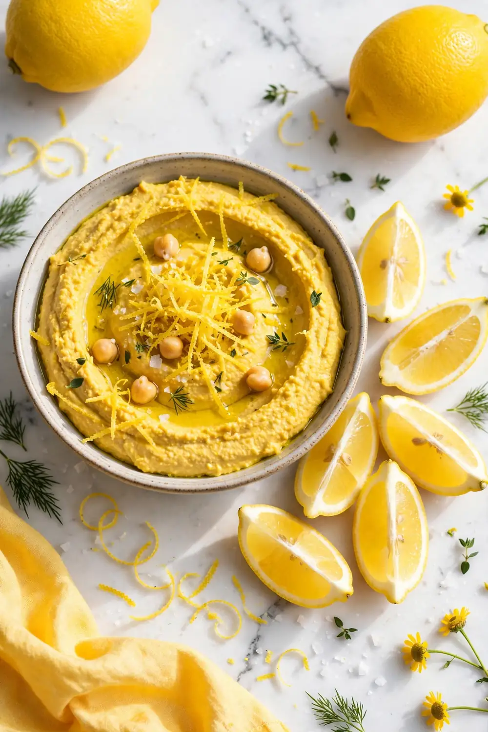 Lemon zest sesame hummus