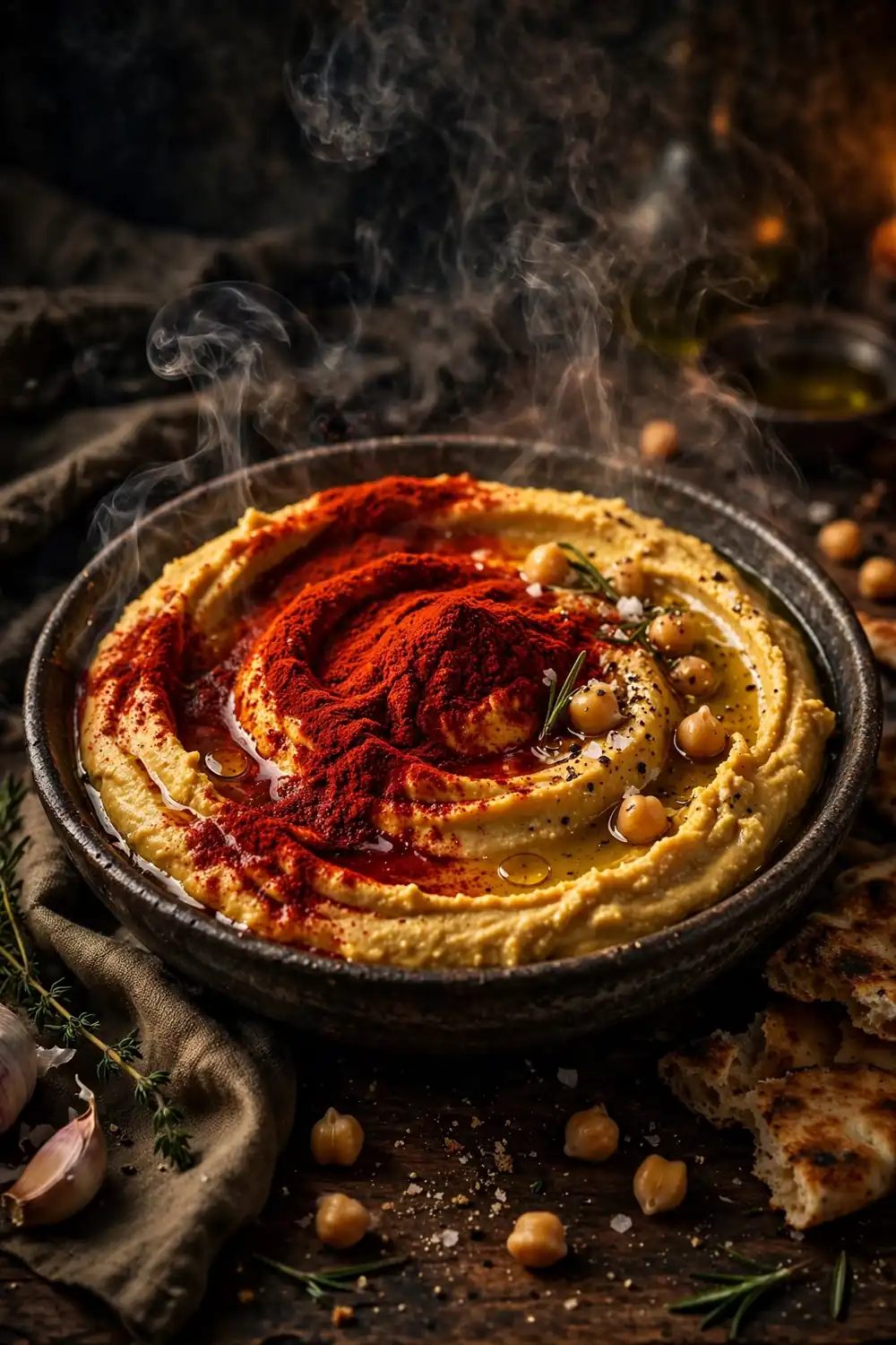 Hummus with smoked paprika dust