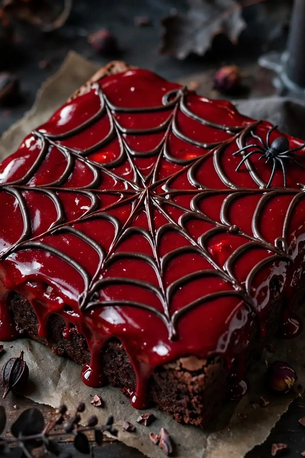 Halloween spiderweb brownies 08