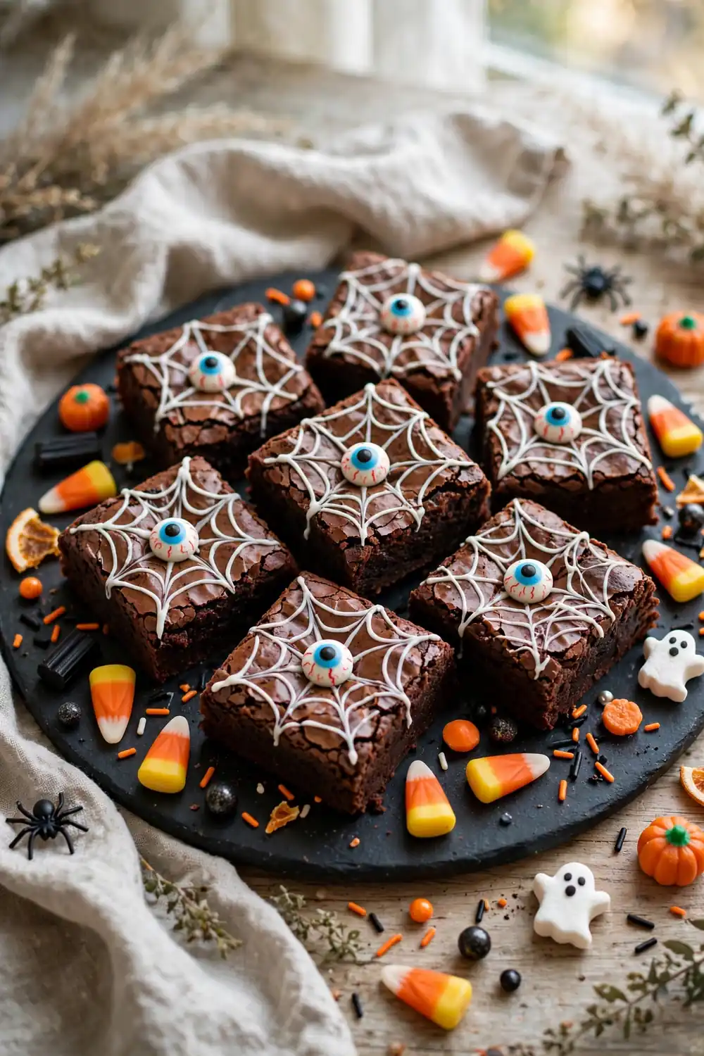 Halloween spiderweb brownies 09