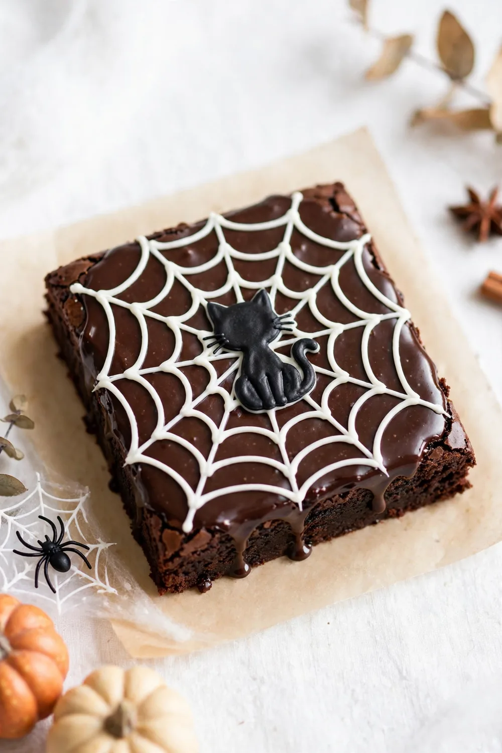 Halloween spiderweb brownies 13