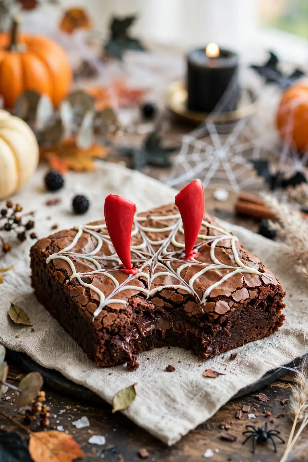 Halloween spiderweb brownies 17
