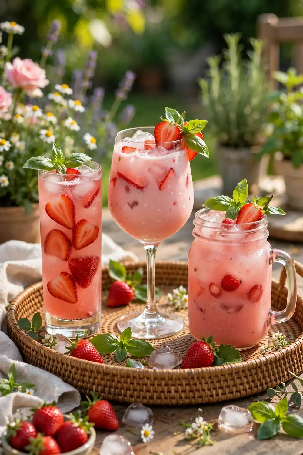 Strawberry basil mocktails