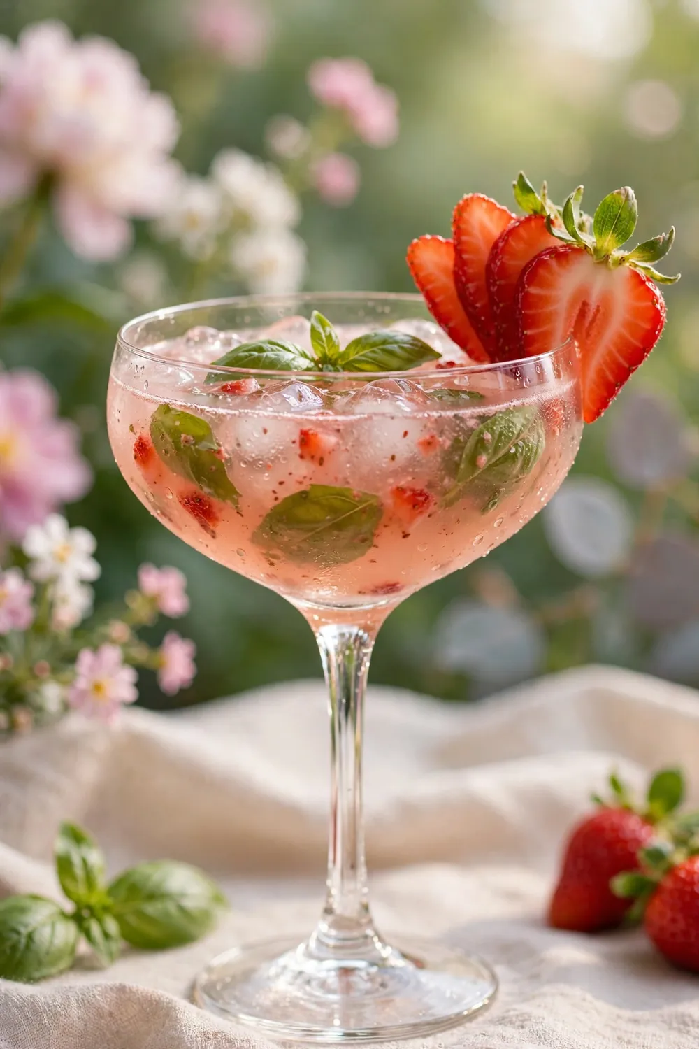 Strawberry basil mocktails