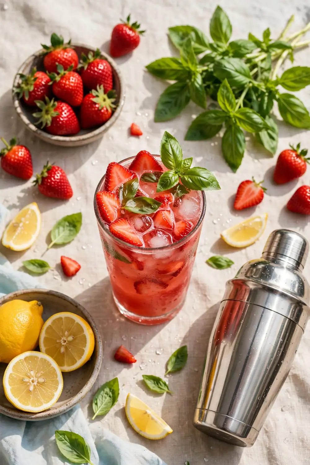 Strawberry basil mocktails