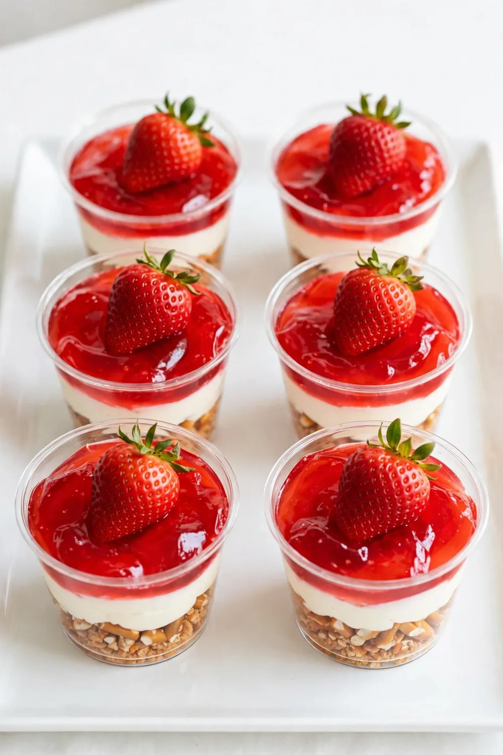 Mini dessert cups with strawberry topping