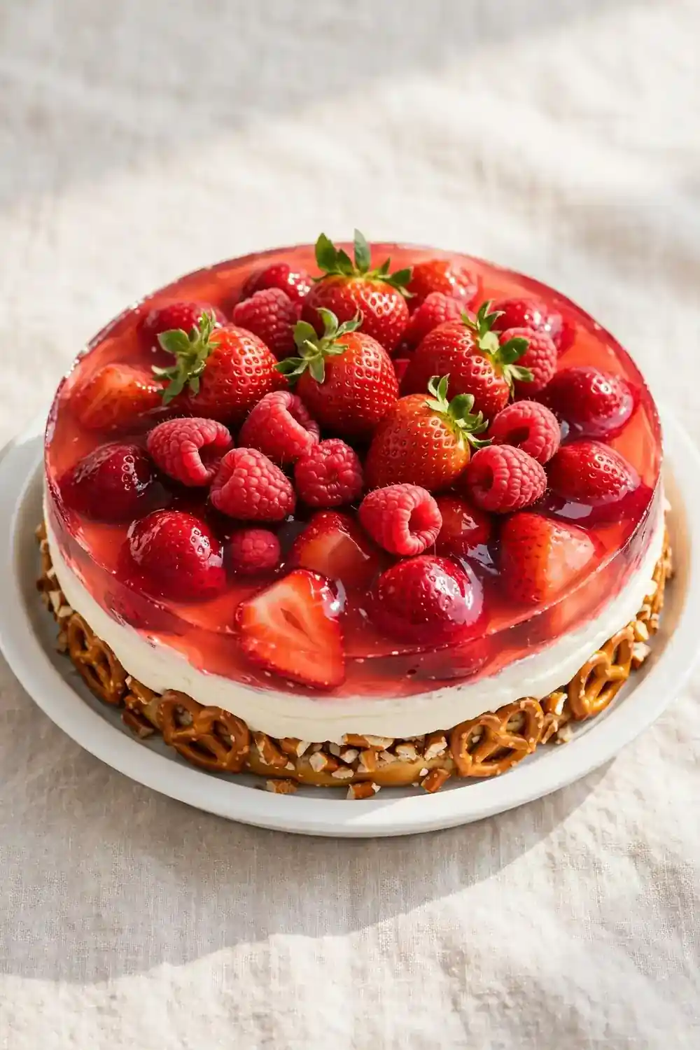 Double berry dessert with strawberries and raspberries