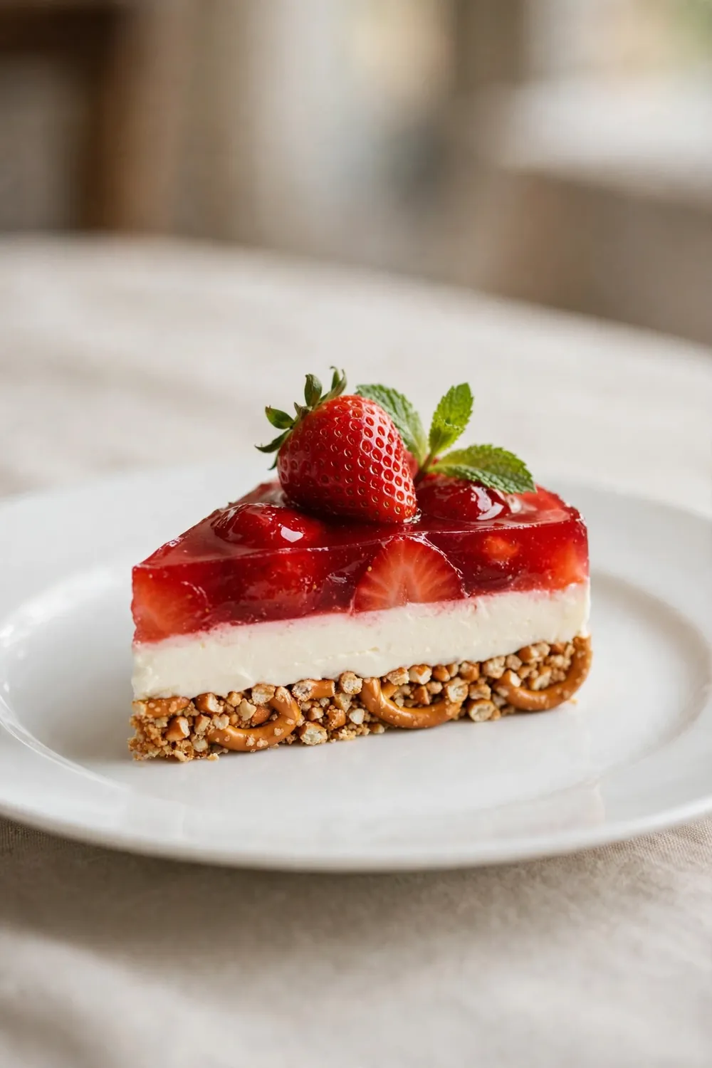 Elegant plated dessert slice with mint