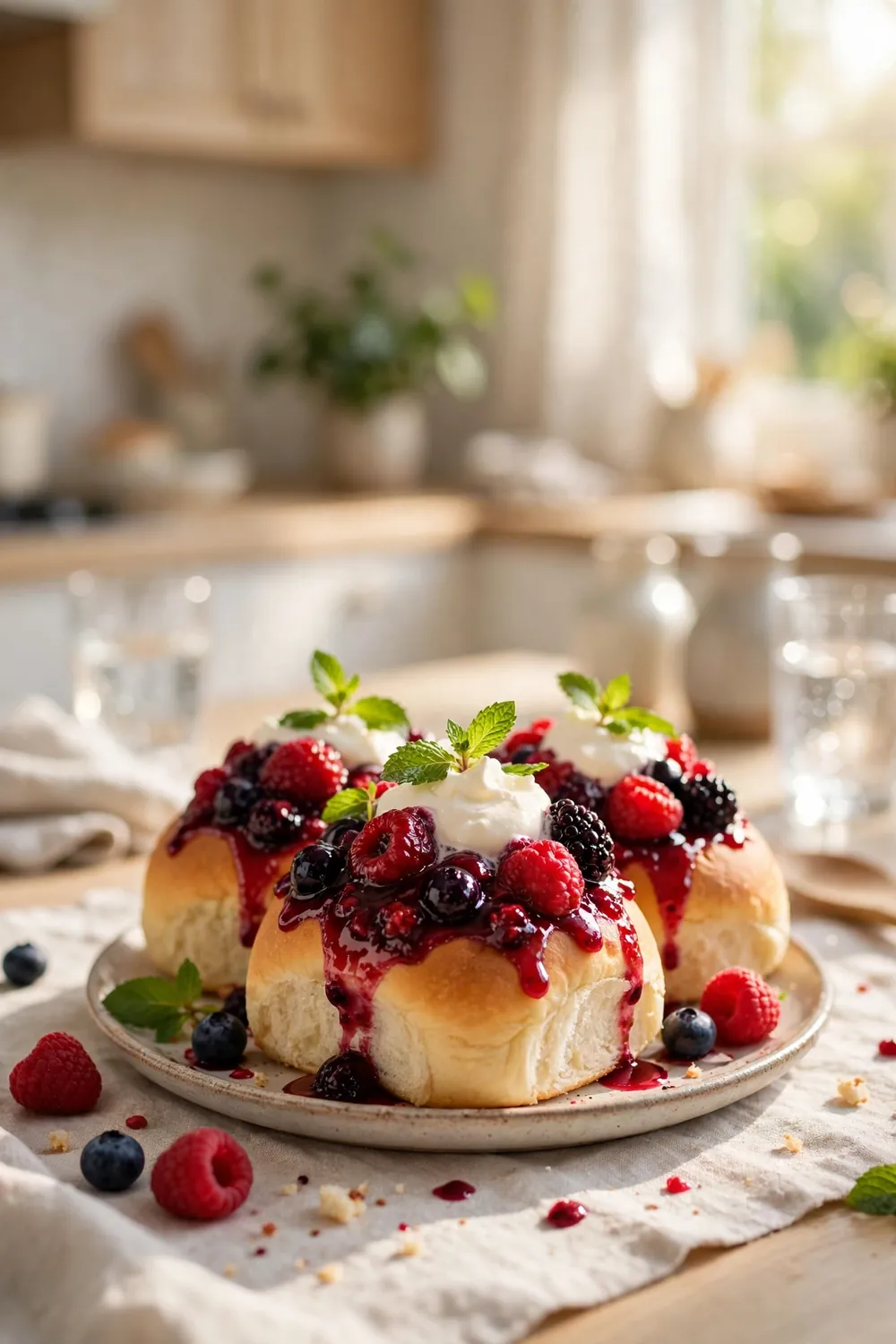 Sweet berry buns