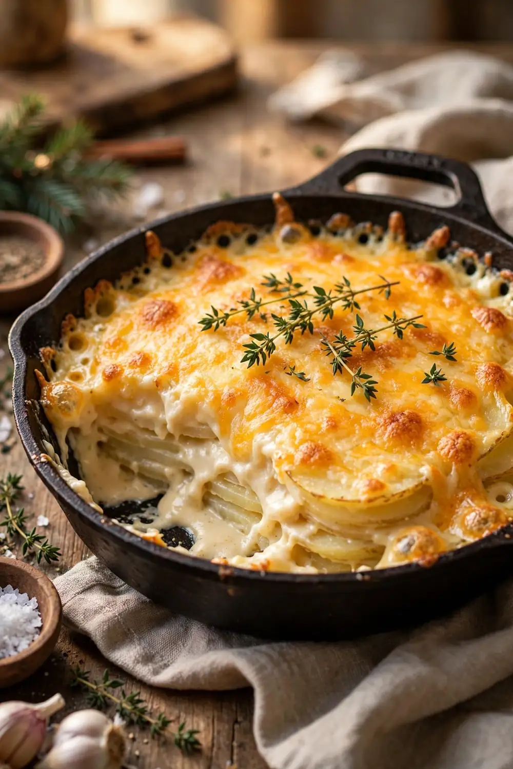Cheesy scalloped potatoes, easy thanksgiving sides recipe