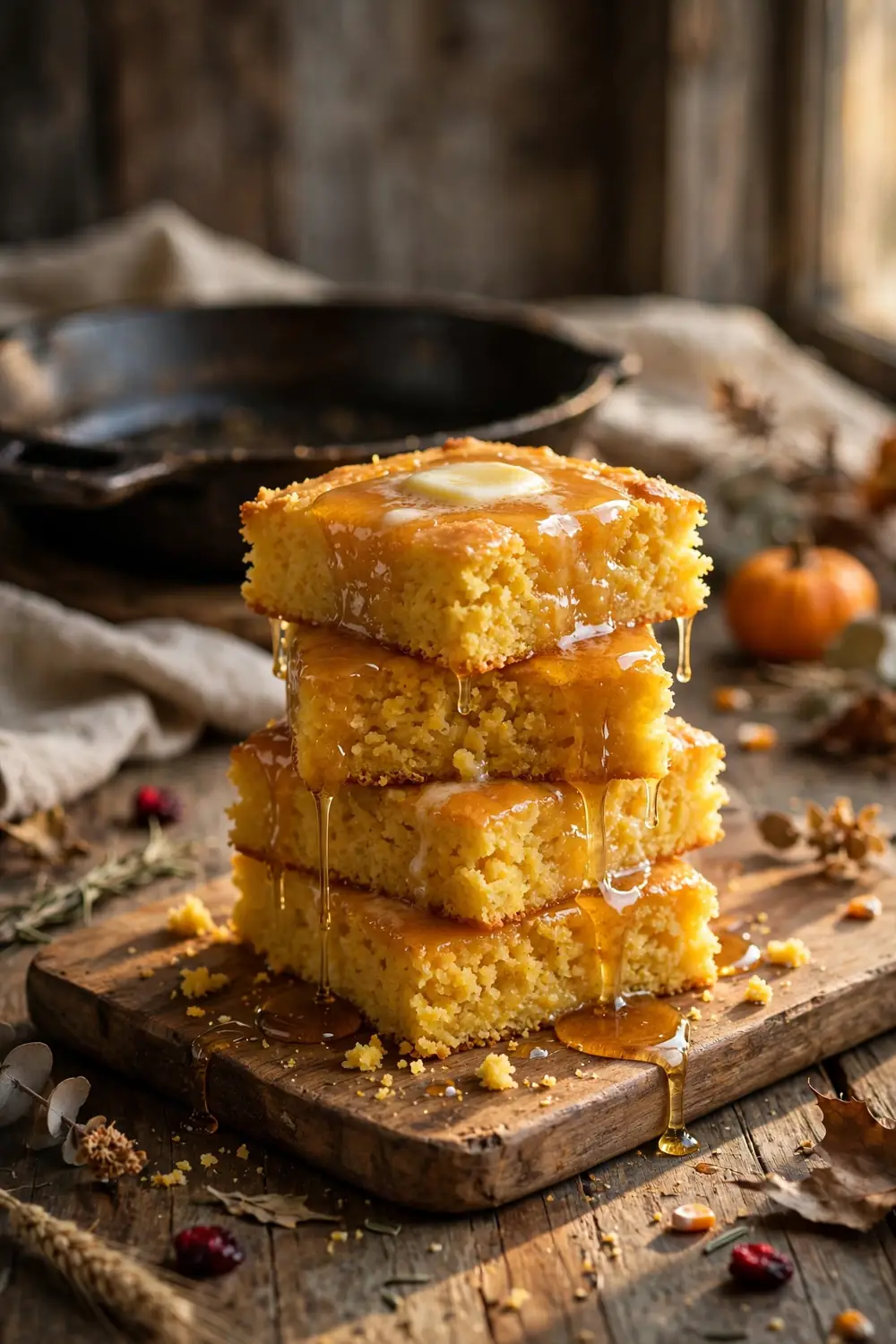 Honey butter cornbread, easy thanksgiving sides recipe