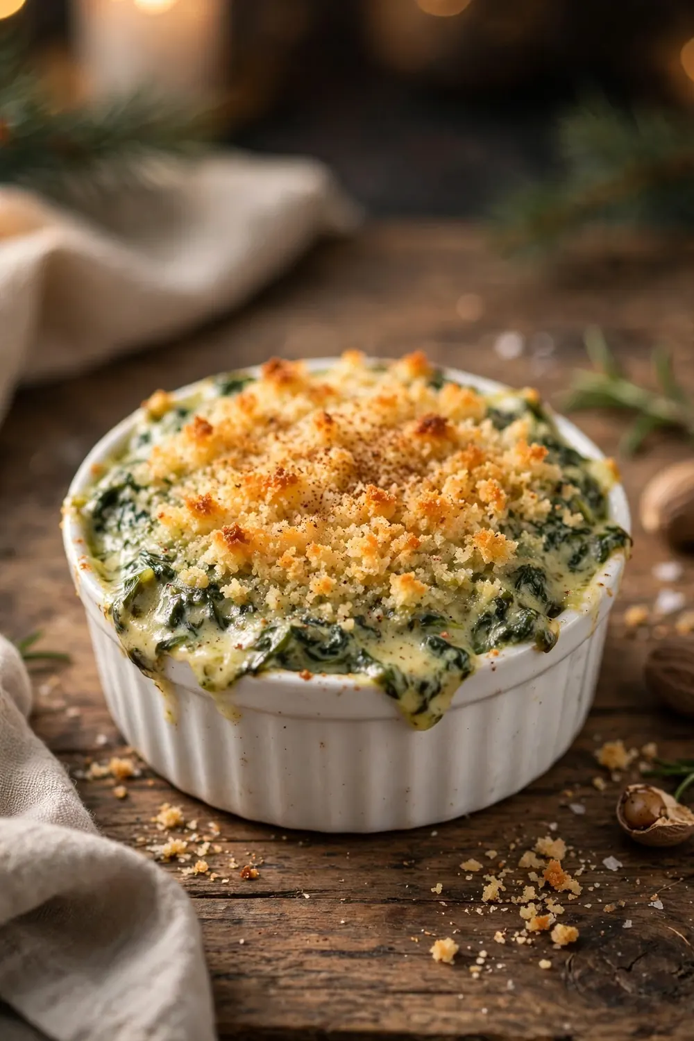 Creamed spinach gratin, easy thanksgiving sides recipe