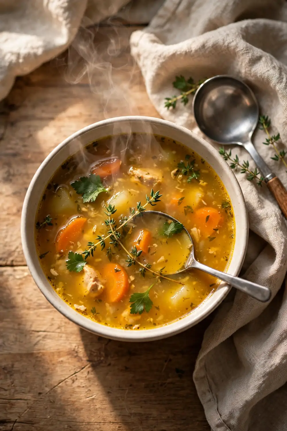 Perfect soup ladled into a round bowl